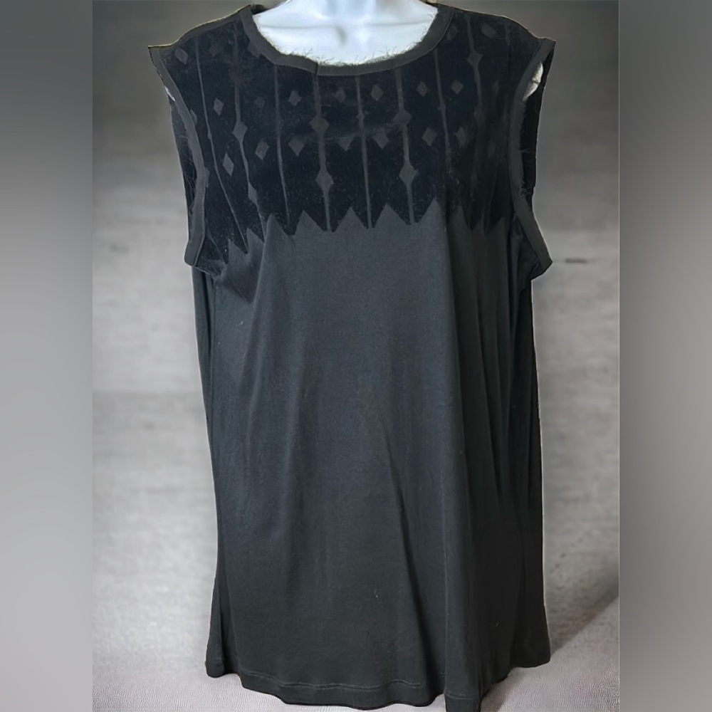 NWT Mexx Black Geometric Crushed Velvet Black Viscose Tank Top XL